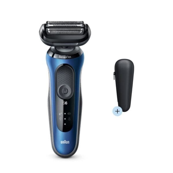 ⁦ماكينة حلاقة براون Series 6 SensoFlex للاستعمال الجاف والرطب، اسود/ازرق - 60-B1000s⁩ - الصورة ⁦2⁩