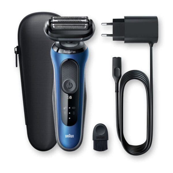 ماكينة حلاقة براون Series 6 SensoFlex للاستعمال الجاف والرطب، اسود/ازرق - 60-B1000s
