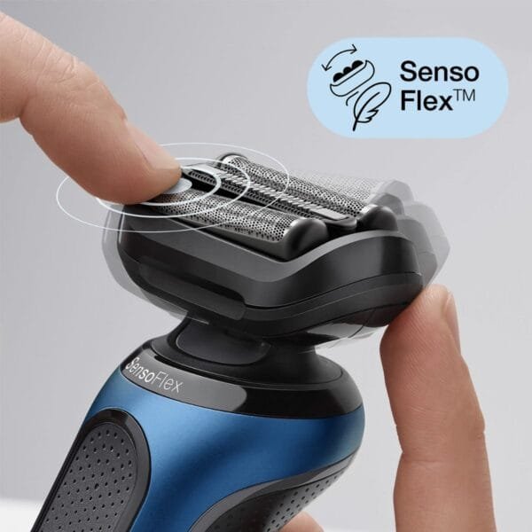 ⁦ماكينة حلاقة براون Series 6 SensoFlex للاستعمال الجاف والرطب، اسود/ازرق - 60-B1000s⁩ - الصورة ⁦6⁩